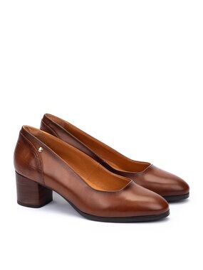 Pikolinos Calafat W1z Calfskin Leather Pumps 9.5 Brown Comfort Spain Hand-made